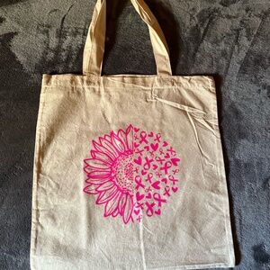 Custom Tote Bag - Sunflower and Awareness Ribbons - Reusable